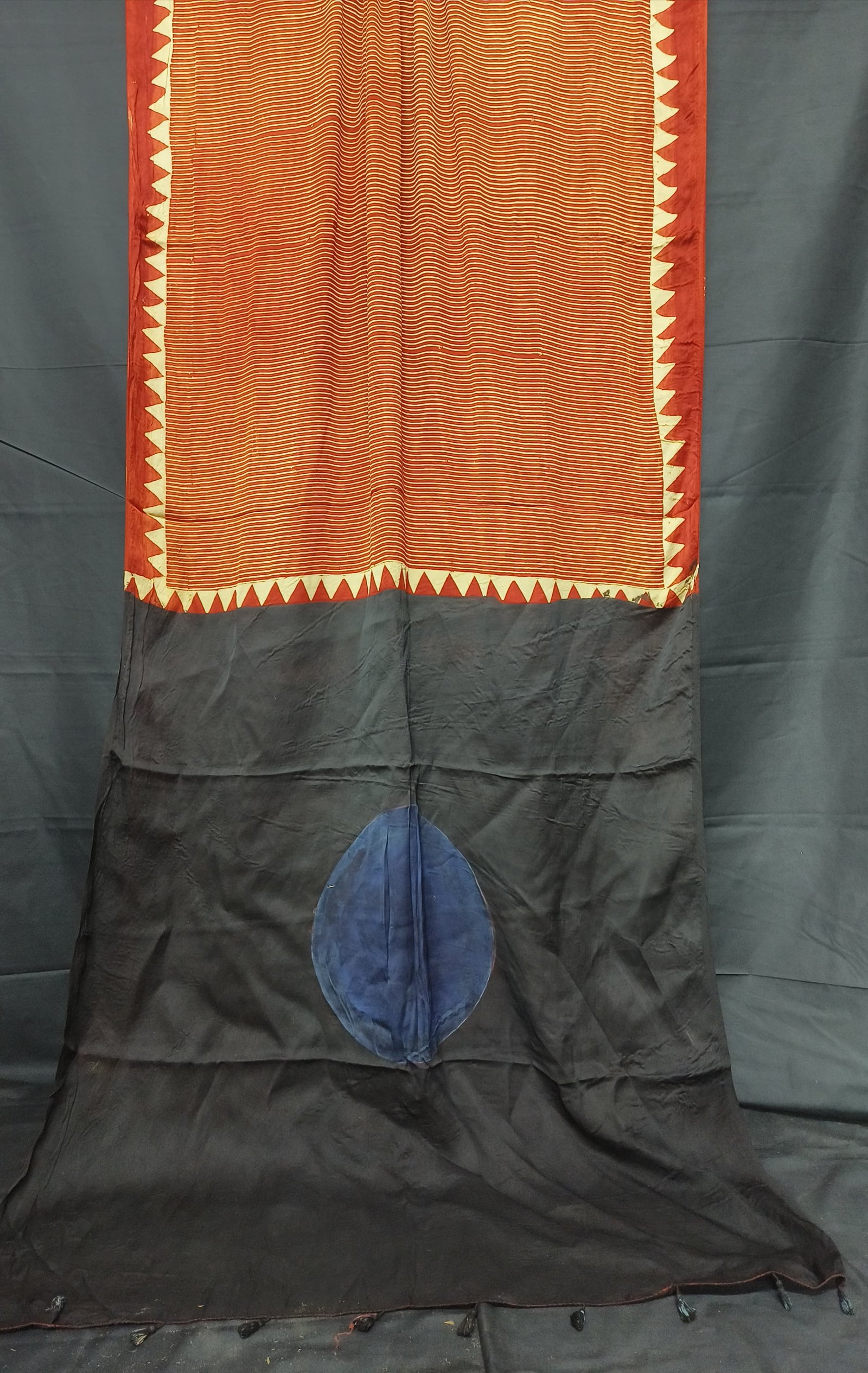 Ajrakh Modal Silk Natural Hand Block Print Saree - Red